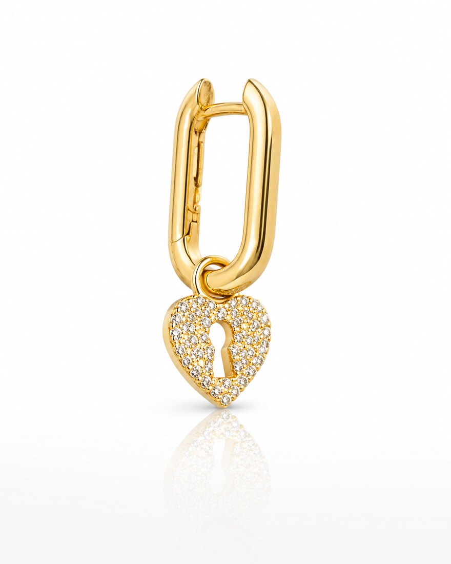 Ciondolo Cuore Pavé con Lucchetto
